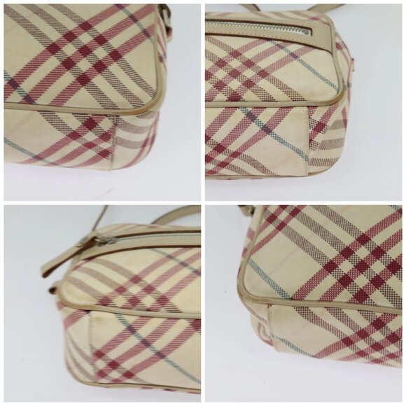 BURBERRY Nova Check Blue Label Shoulder Bag Canvas Beige Silver Auth 118746 - Picture 16 of 16